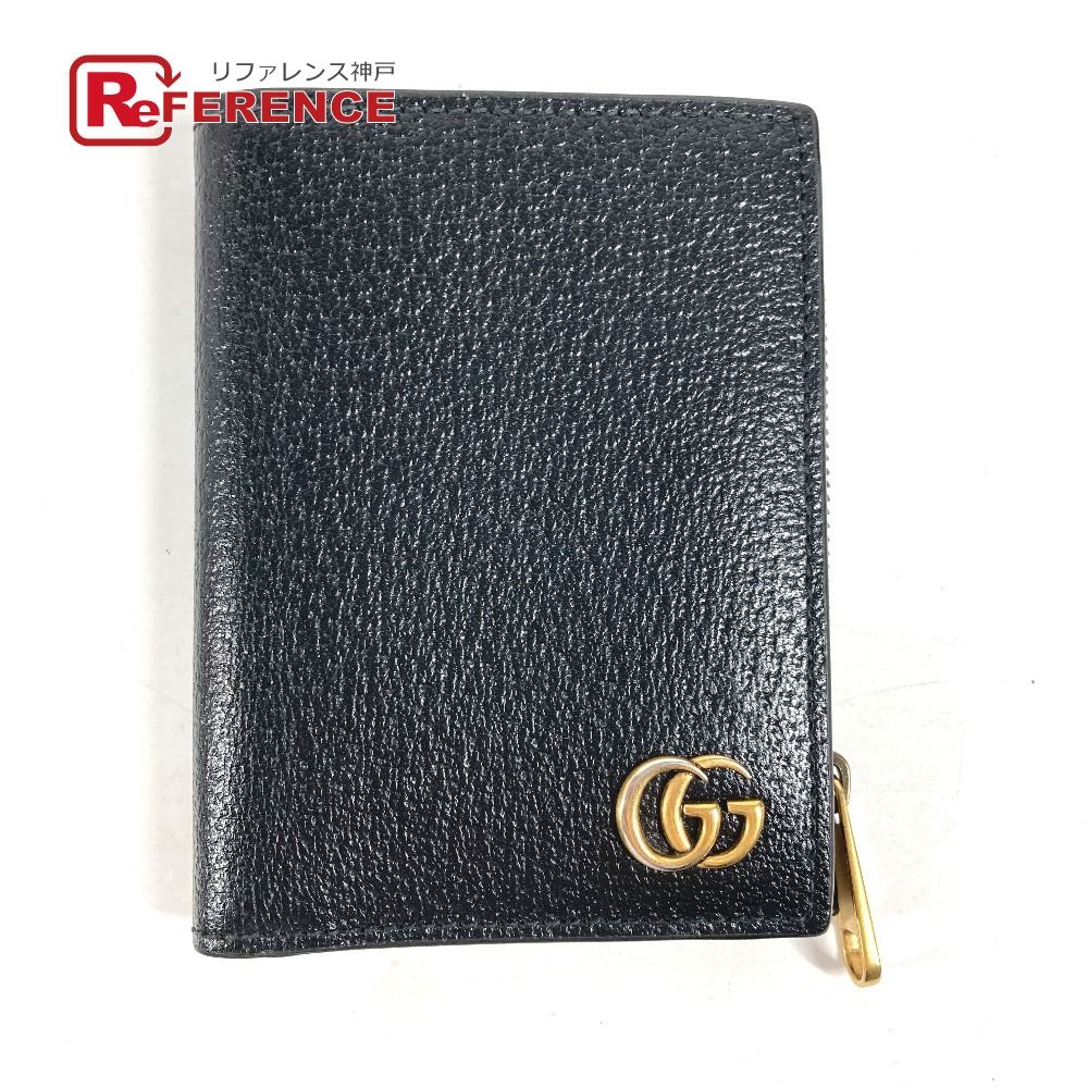 GUCCI グッチ  760223 ダブルG ロング ウォレット コンパクトウォレット 2つ折り紙入れ なめし革  レディース 黒いこと 【中古】