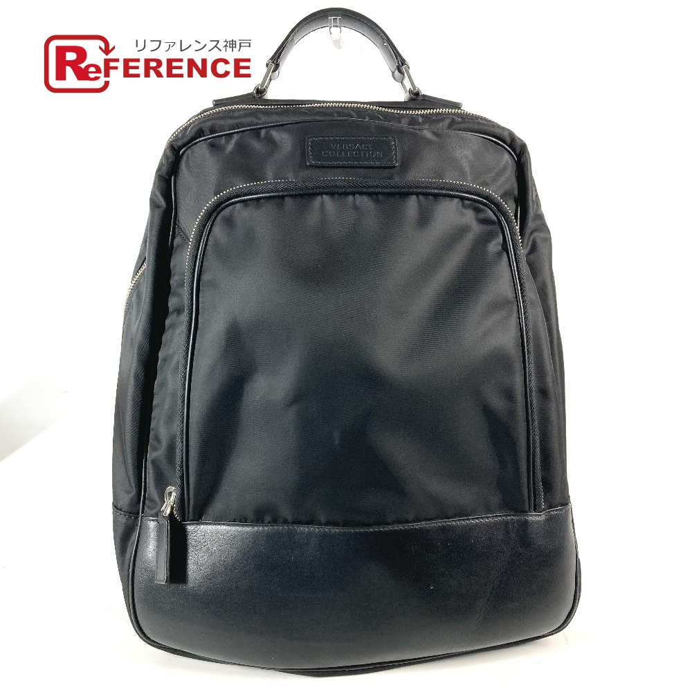 VERSACE ヴェルサーチ ロゴ バックパック 2WAYバッグ ハンドバッグ リュックサック ナイロン /レザー メンズ ブラック 【中古】|ブランドショップ リファレンス