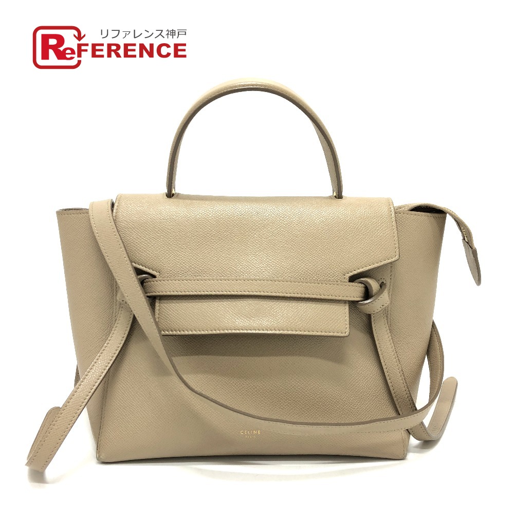 CELINE セリーヌ 189153 ベルトバッグ マイクロ 2WAYバッグ ショルダーバッグ 肩掛けバッグ カバン バッグ ハンドバッグ レザー レディース ベージュ 【中古】