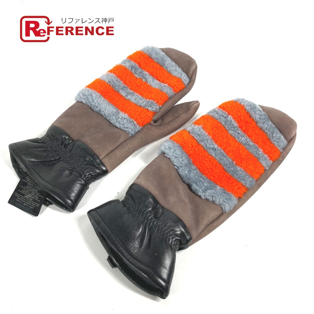 FENDI フェンディ  FXY018 羊肉 地球儀  グローブ アンゴラ  レディース 薄墨色 【中古】