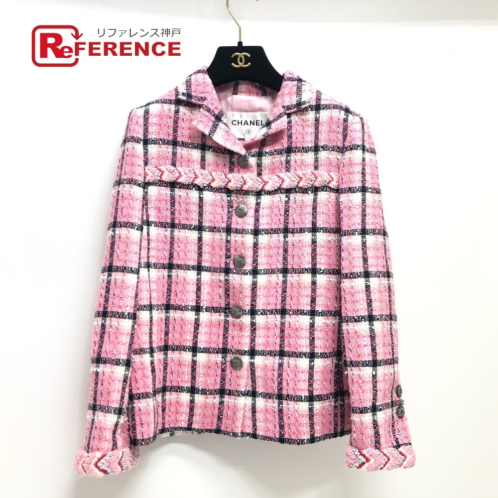 楽天市場】シャネル ウール ツイード ブルゾン 服 ブルー|グレー