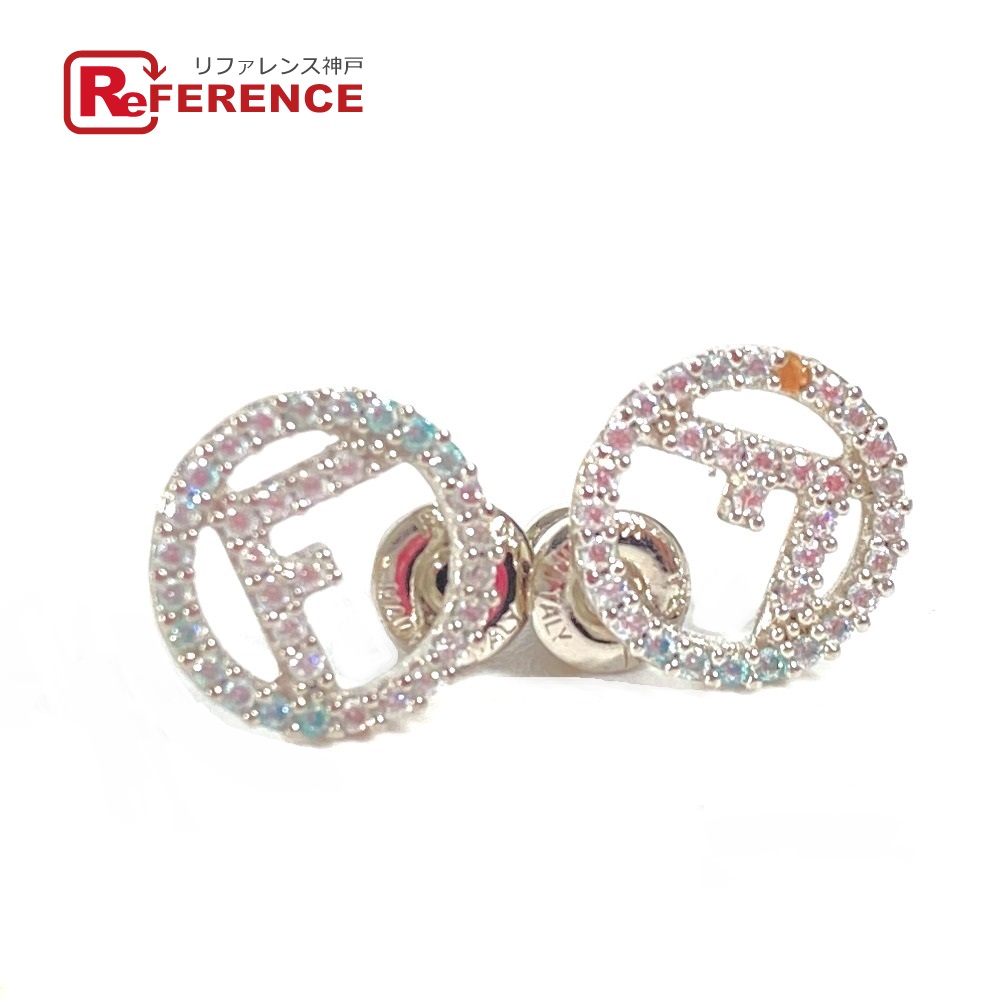 FENDI フェンディ ラインストーン エフイズ ロゴ アクセサリー ピアス メタル レディース シルバー×ブルー 新品同様 【中古】|ブランドショップ リファレンス