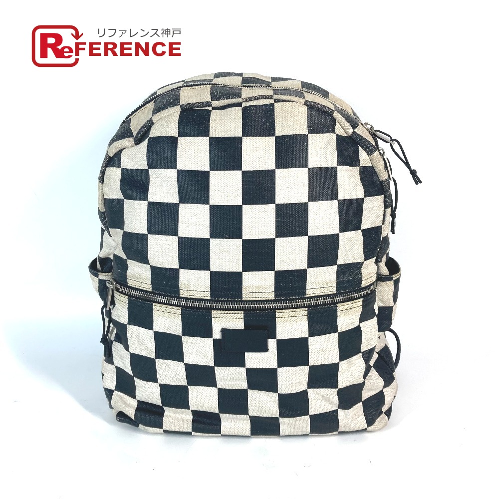 SAINT LAURENT PARIS サンローランパリ 609109 格子柄 バックパック カバン リュックサック レザー/コーティングキャンバス メンズ ベージュ 【中古】