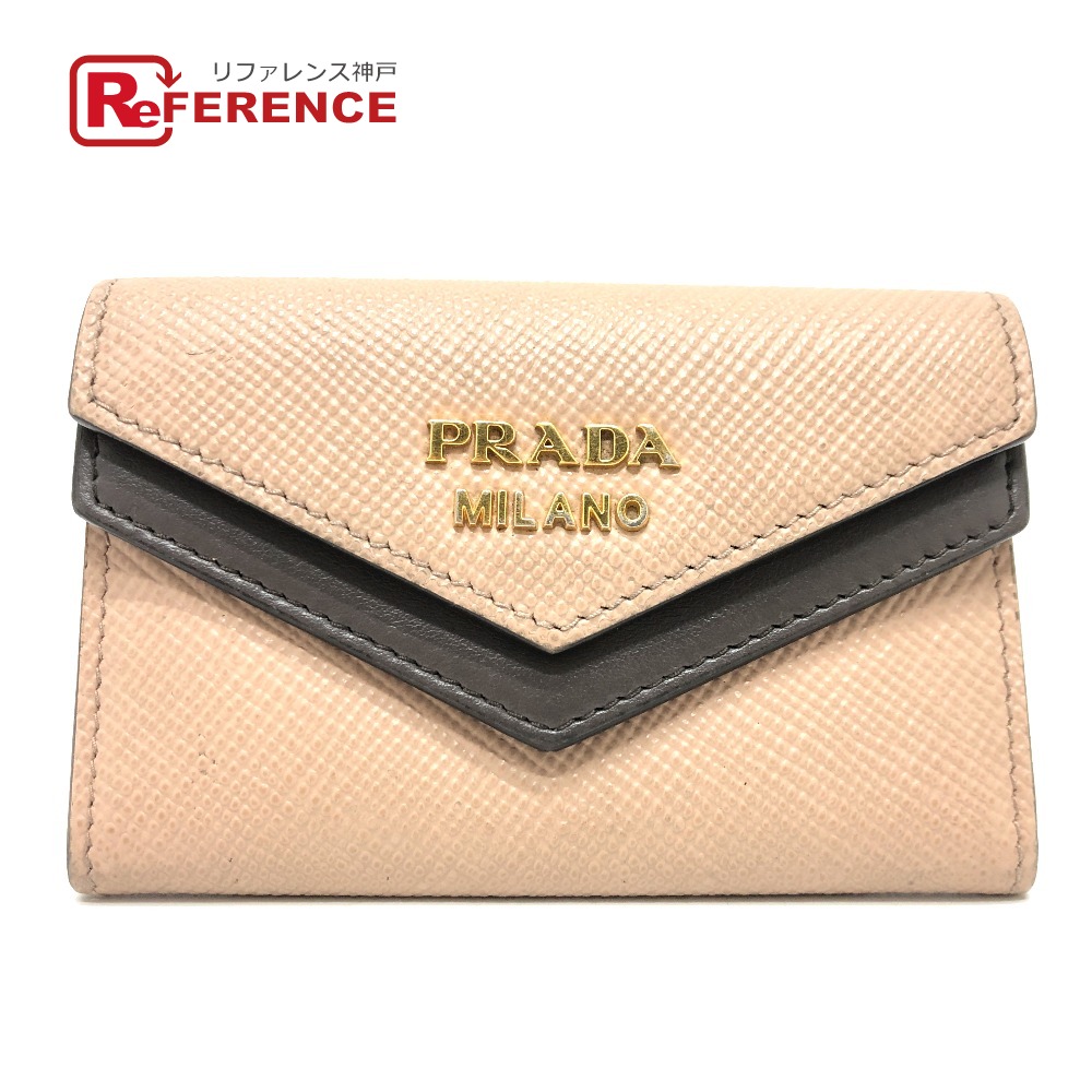 PRADA プラダ 1MC065 ロゴ 名刺入れ パスケース カードケース カード入れ カードケース レザー レディース ベージュ 【中古】
