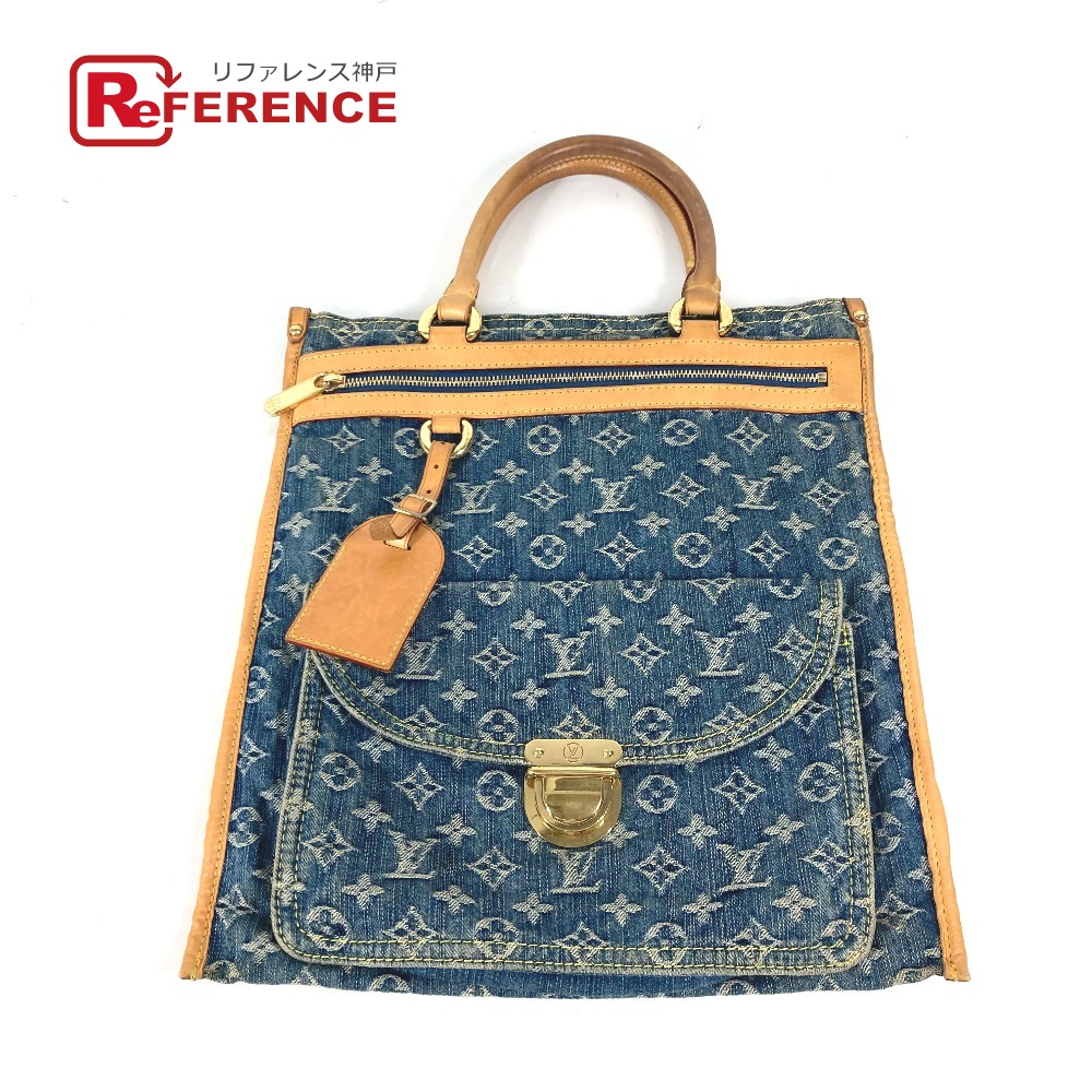 LOUIS VUITTON ルイヴィトン M95018 モノグラムデニム フラット・ショッパー トートバッグ カバン 肩掛け ショルダーバッグ モノグラムデニム レディース ブルー 【中古】