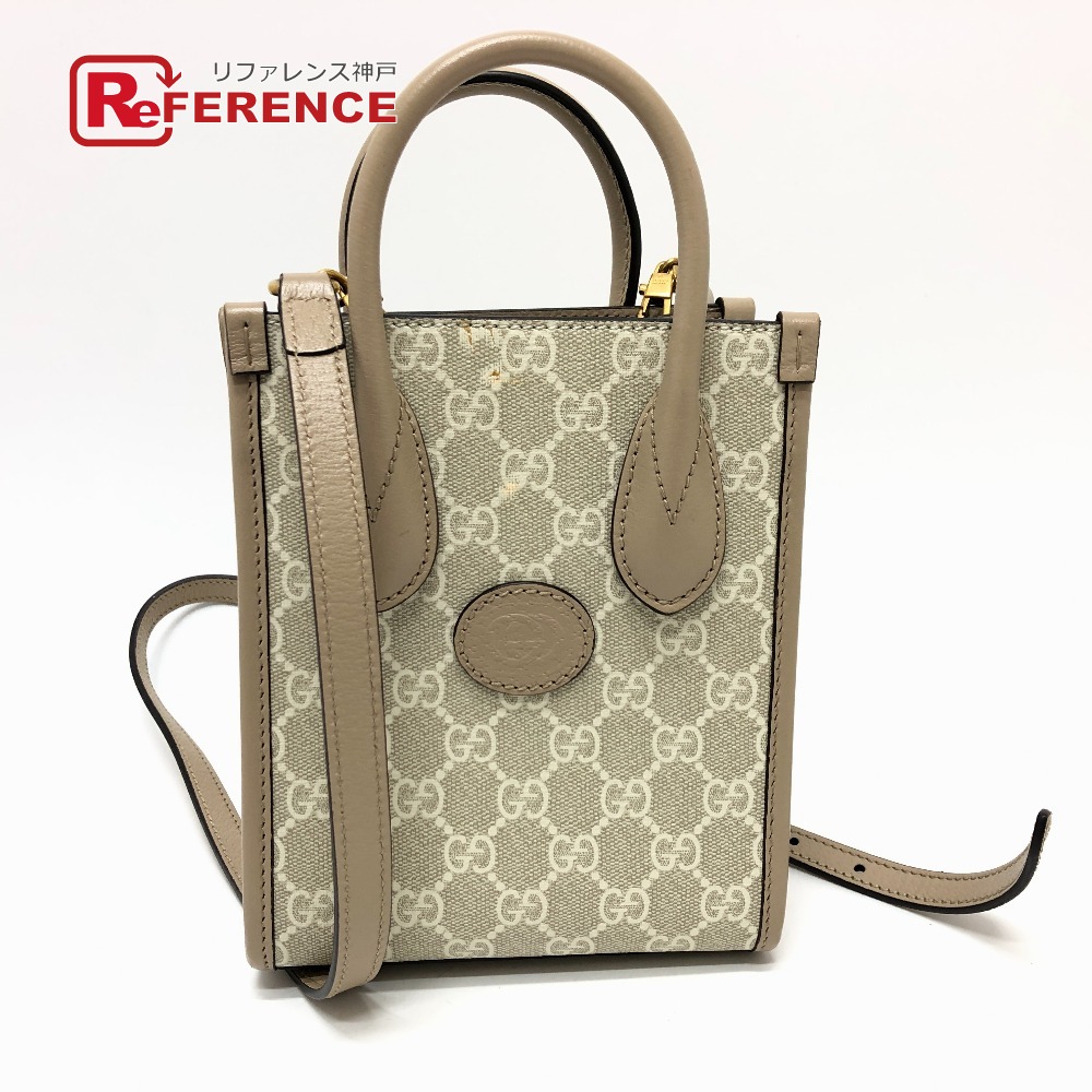 GUCCI グッチ 671623 GGスプリーム インターロッキングG ミニトートバッグ 2WAY ミニバッグ 肩掛け 斜め掛け ショルダーバッグ GGスプリームキャンバス レディース ライトベージュ 【中古】|ブランドショップ リファレンス