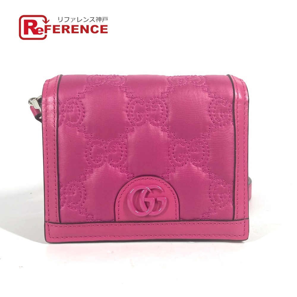 GUCCI グッチ 723777 GGマトラッセ キルティング カバン 斜め掛け ポシェット ショルダーバッグ レザー/ナイロン レディース ピンク 未使用 【中古】｜ブランドショップ　リファレンス