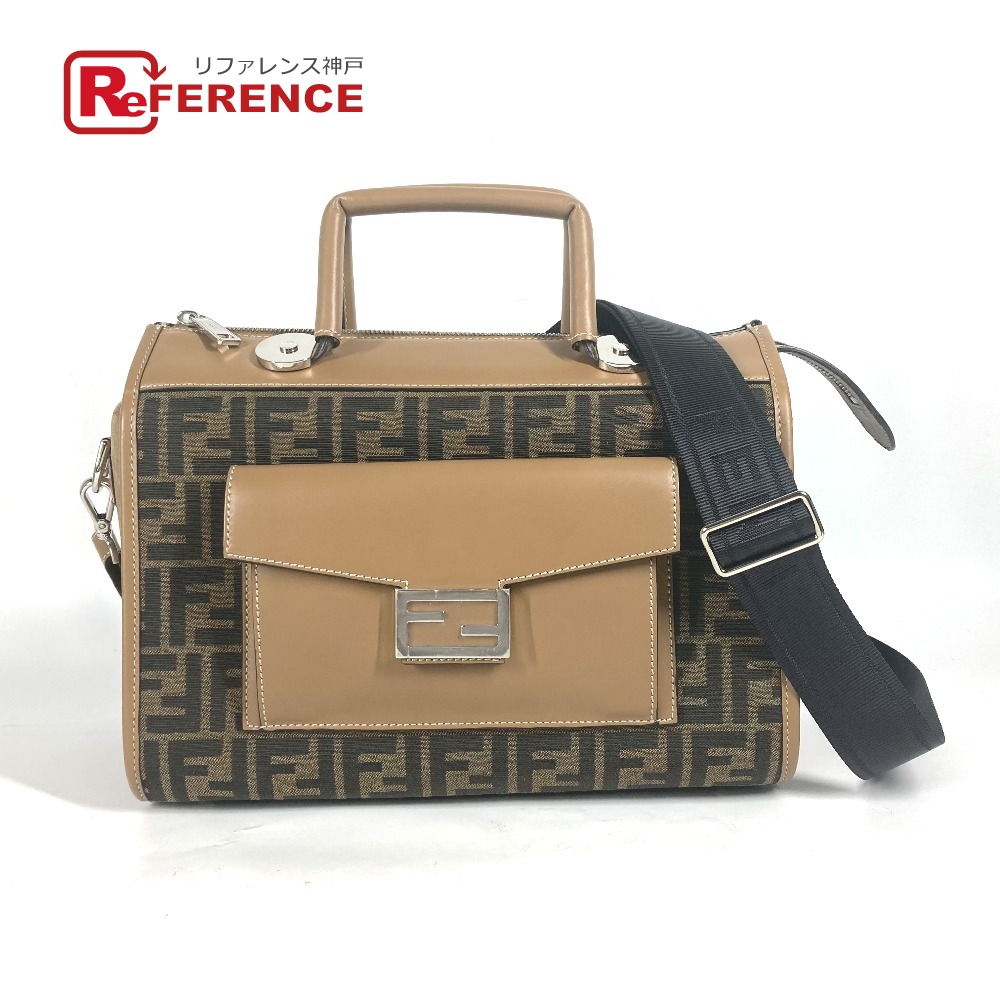 FENDI フェンディ  7VA571 ズッカ SOFT TRUNK ホンブルグ帽序列付ける 鞄 2WAY御徒面子 御医者さん御徒面子 ショルダーバッグ 曲がった掛け ハンドバック 帆布/なめし革  ユニ一発やる 赤銅色 【中古】 バッグ・小物・ブランド雑貨-バッグ-レディースバッグ