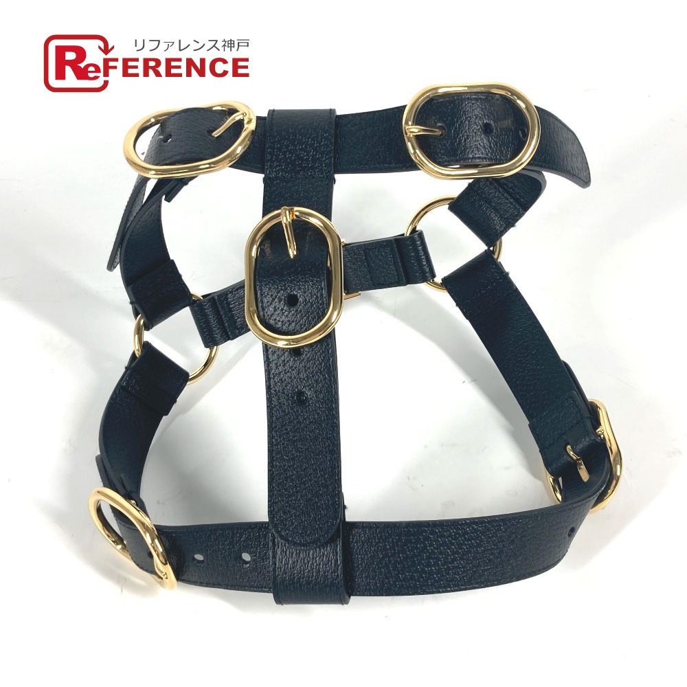 【美品】GUCCI グッチ ペット 犬 ハーネス 胴輪 レザー ブラック 黒 GUCCI グッチ ペット 犬 ハーネス 胴輪 レザー ブラック 黒