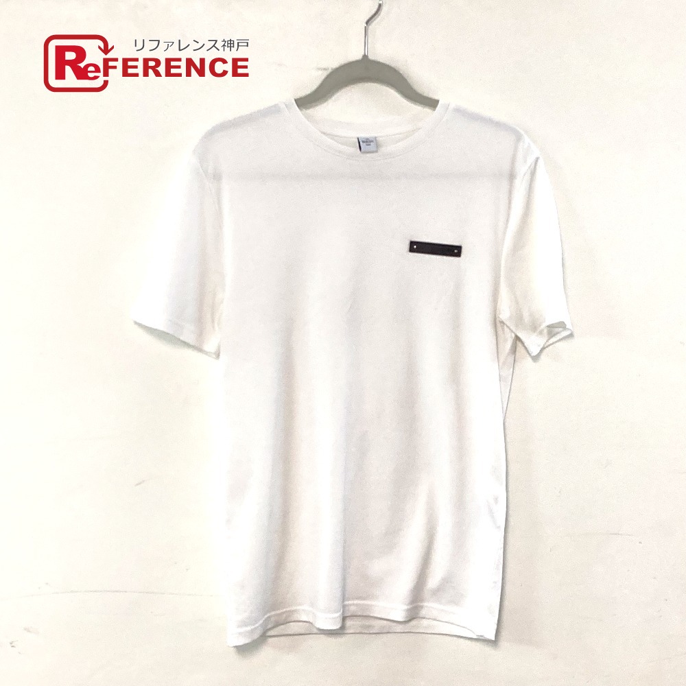 Berluti ベルルッティ レザータブ Tシャツ ロゴ アパレル トップス 半袖 Tシャツ 半袖Tシャツ コットン メンズ ホワイト 未使用 【中古】
