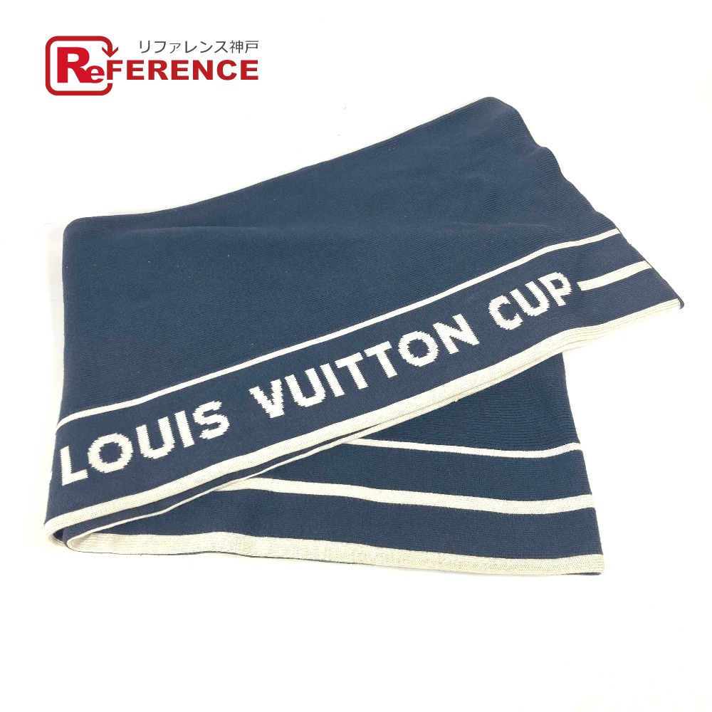 LOUIS VUITTON ルイヴィトン ルイヴィトンカップ LVCUP ロゴ マフラー コットン /カシミヤ メンズ ネイビー 【中古】|ブランドショップ リファレンス