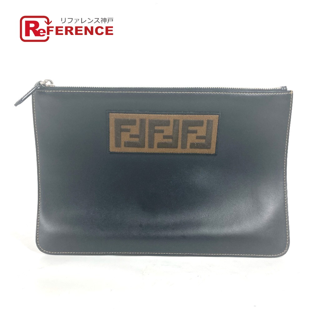 FENDI フェンディ  7N0078 合切袋 ズッカ ロゴタイプ 嚢  クラッチペダル御徒面子 なめし革  メンズ 黒いこと 【中古】