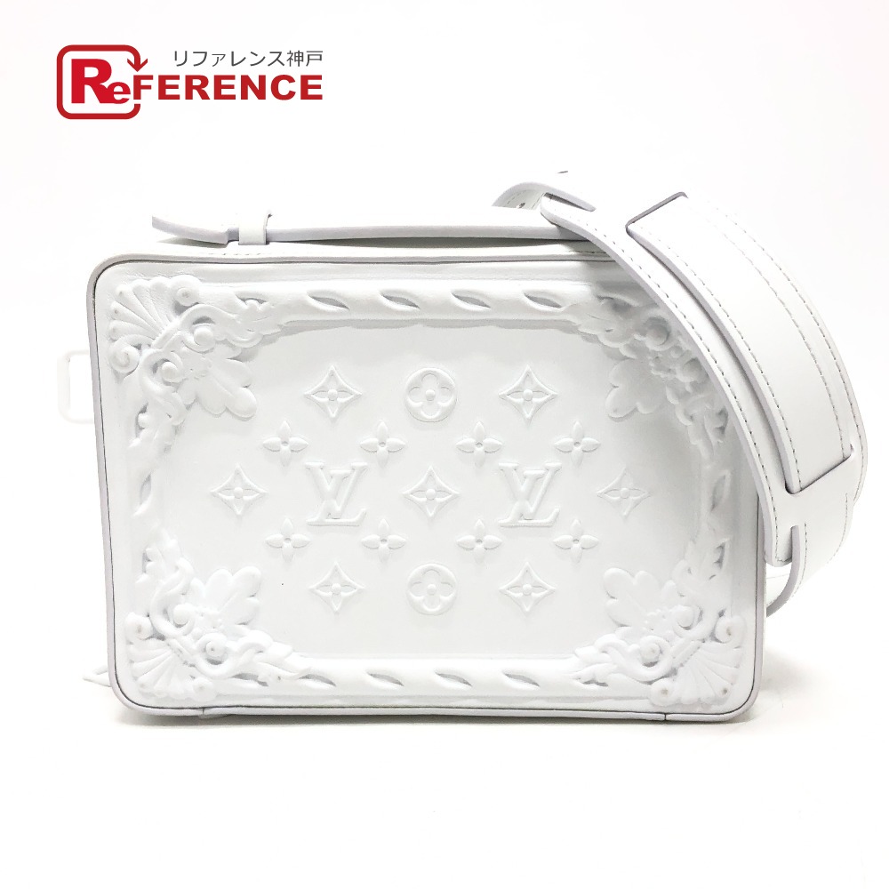 LOUIS VUITTON ルイヴィトン M21833 LVオーナメント ソフトトランク 斜め掛け カバン ボックスバッグ 2WAYバッグ ハンドバッグ ショルダーバッグ レザー ユニセックス ホワイト 未使用 【中古】