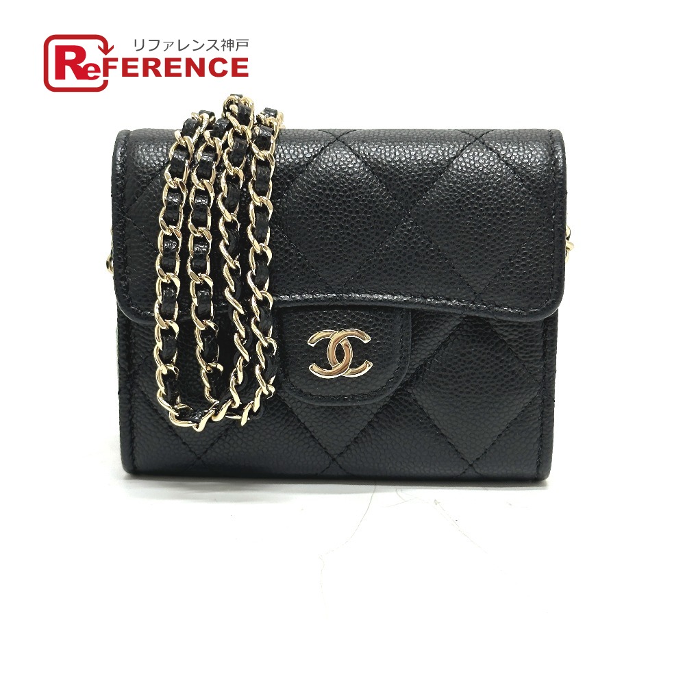 CHANEL シャネル  AP0238 ココマーク マトラッセ CC ポシェット 銭入れ ショルダーバッグ 曲がった掛け  コインケース キャビア人はだ  レディース 黒いこと 未当てはめる 【中古】