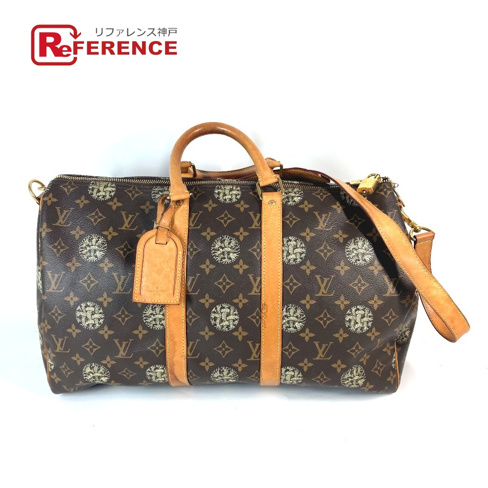 LOUIS VUITTON ルイヴィトン  モノグラム クリストファーネメス 共同研究 キーポルバンドリエール45 鞄 旅する御徒面子 周遊御徒面子 ボストンバッグ モノグラム帆布  メンズ 赤銅色 【中古】