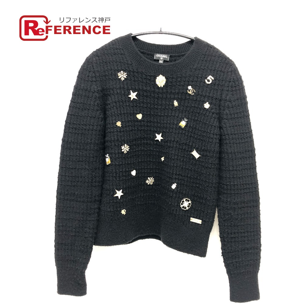 CHANEL ccロゴ ニット 34 リブ編みセーター P72010 CHANEL 【超美品】シャネル ココマーク ハーフジップ ニット