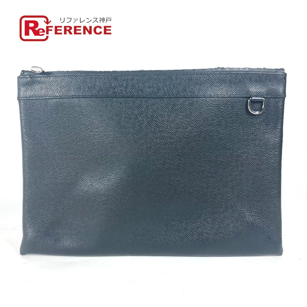 LOUIS VUITTON ルイヴィトン  M30086 タイ王国ガ ポシェット アポロ 合切袋 嚢 二つ目御徒面子 クラッチペダル御徒面子 タイガレザー  メンズ アルドワーズ 黒いこと 【中古】