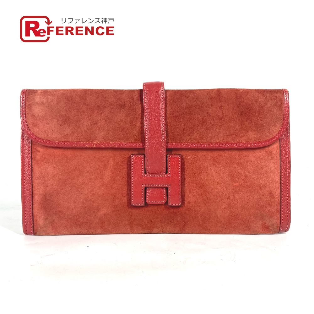 HERMES エルメス  鞄 Hロゴタイプ ジジェ エラン  2塁手御徒面子 鞄 クラッチペダル御徒面子 レディース 赤いこと 【中古】