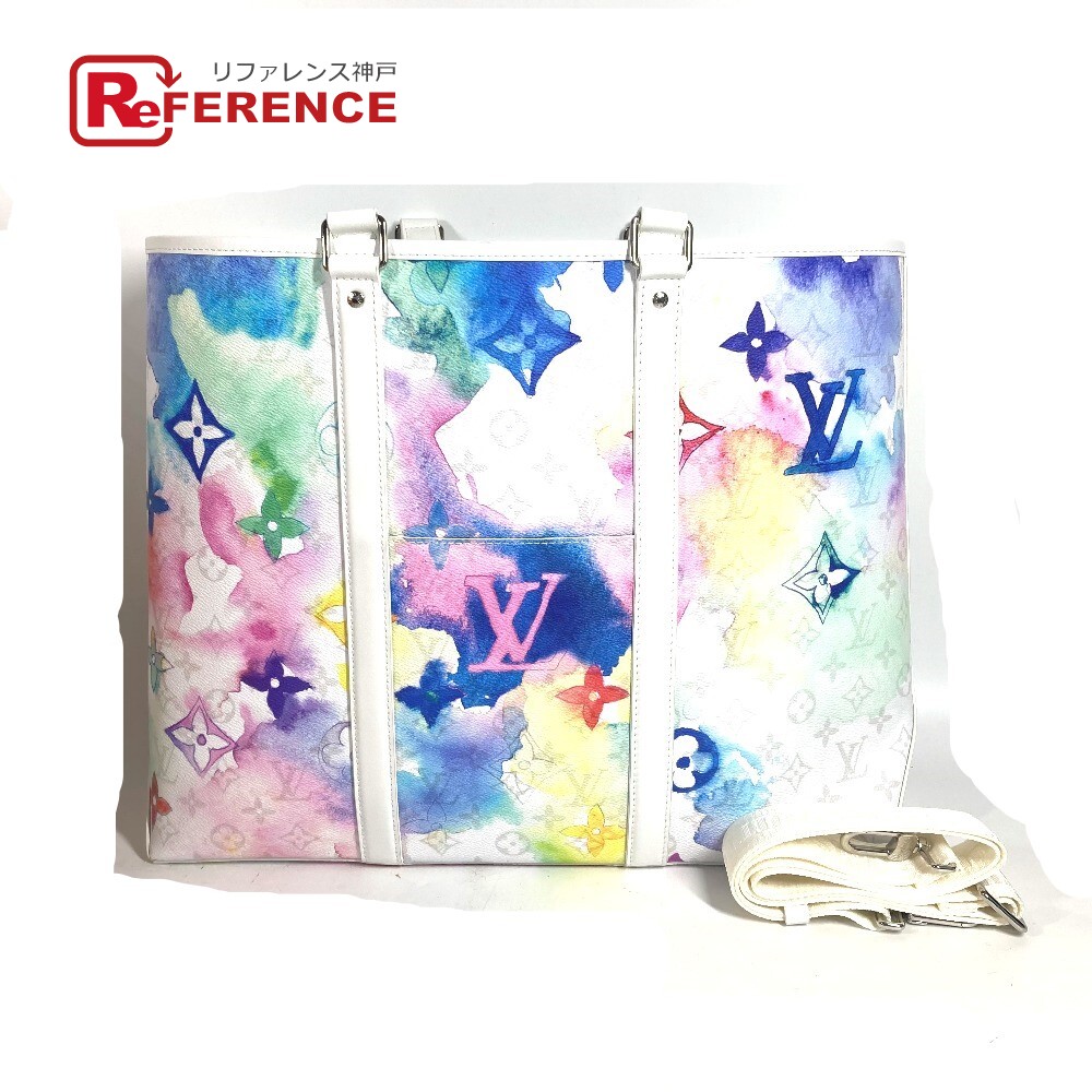 LOUIS VUITTON ルイヴィトン M45754 ウォーターカラーモノグラム ウィークエンド トートGM 2WAYバッグ ショルダーバッグ 斜め掛け トートバッグ レザー ユニセックス ホワイト 未使用 【中古】