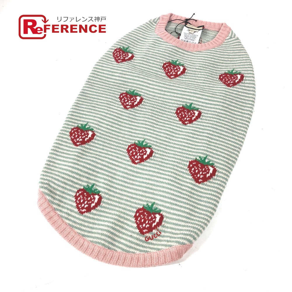 GUCCI グッチ 695740 犬用 ドッグ 犬 ワンちゃん わんちゃん ニット イチゴ ペット服 トップスその他 ウール ユニセックス ピンク 未使用 【中古】