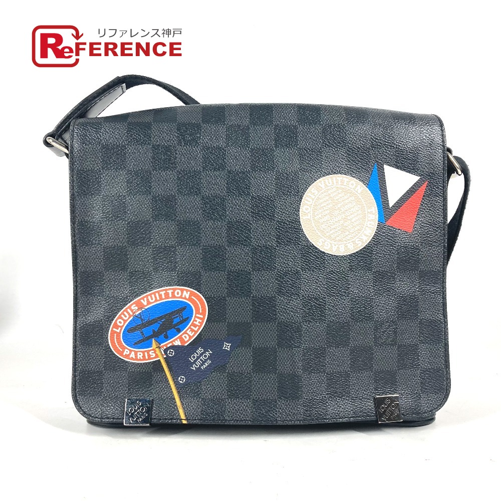 LOUIS VUITTON ルイヴィトン  N41054 ダミエグラフィット ステッカーズ  ディストリクトPM  鞄 曲がった掛け 下げ翼 ショルダーバッグ ダミエグラフィットキャンバス  ユニ一発やる 黒いこと 【中古】