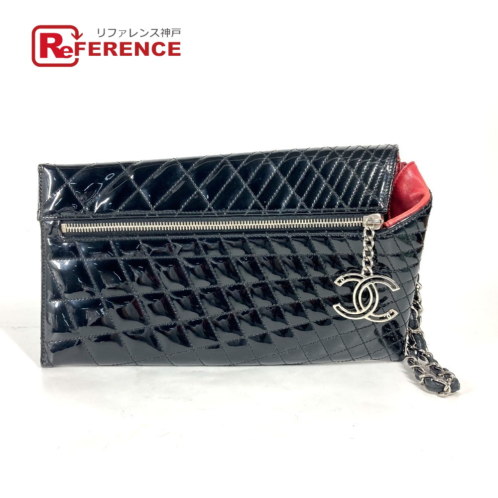 CHANEL シャネル  チェーンストラップ付 CC ココマーク ロゴタイプ キルティング 袋 合切袋 クラッチペダル御徒面子 専売特許なめし革  レディース 黒いこと 【中古】