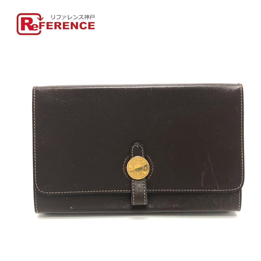 HERMES エルメス ドゴン セリエ BOX カバン 小物入れ スクエアクラッチ ミニバッグ パーティーバッグ ポーチ ボックスカーフ レディース ブラウン 【中古】 37,895円