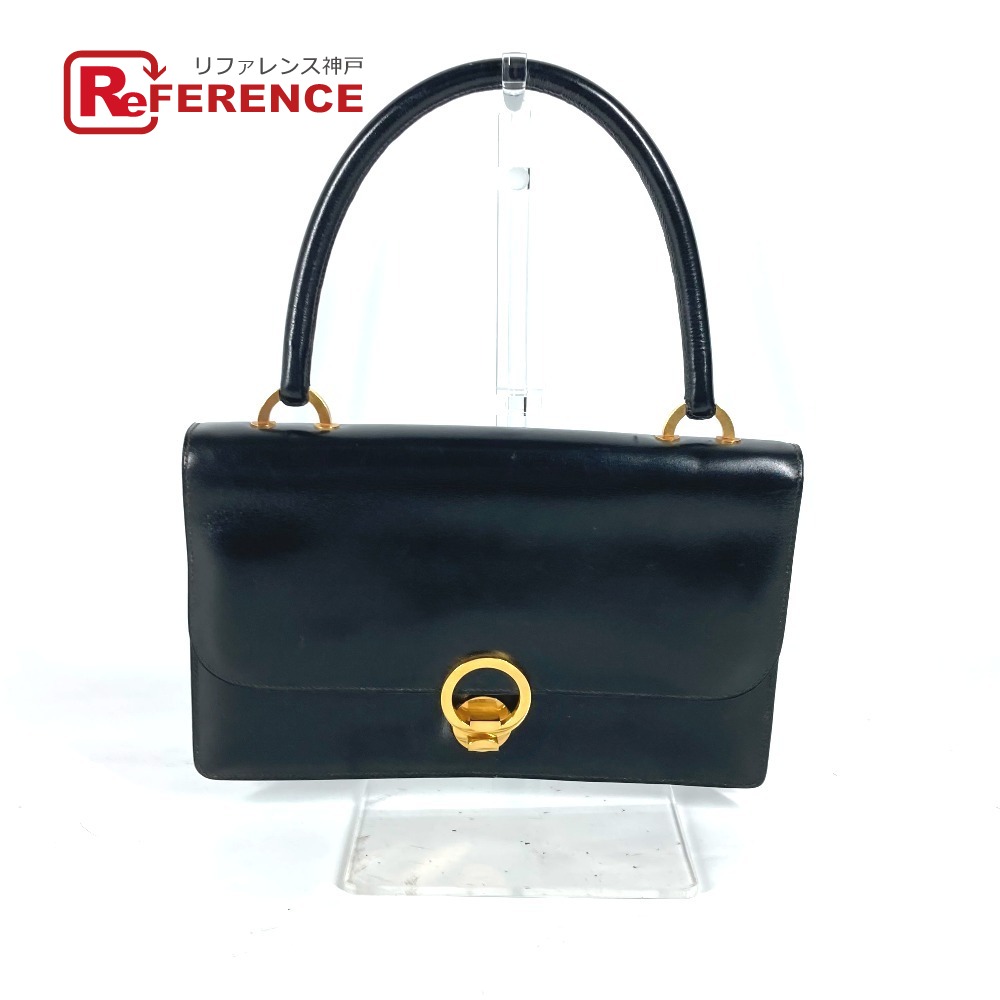HERMES エルメス  ヴィンテージ 輪っか ドゥ 鞄 ハンドバック 下げ翼 ショルダーバッグ ボックスカーフ  レディース 黒いこと 【中古】