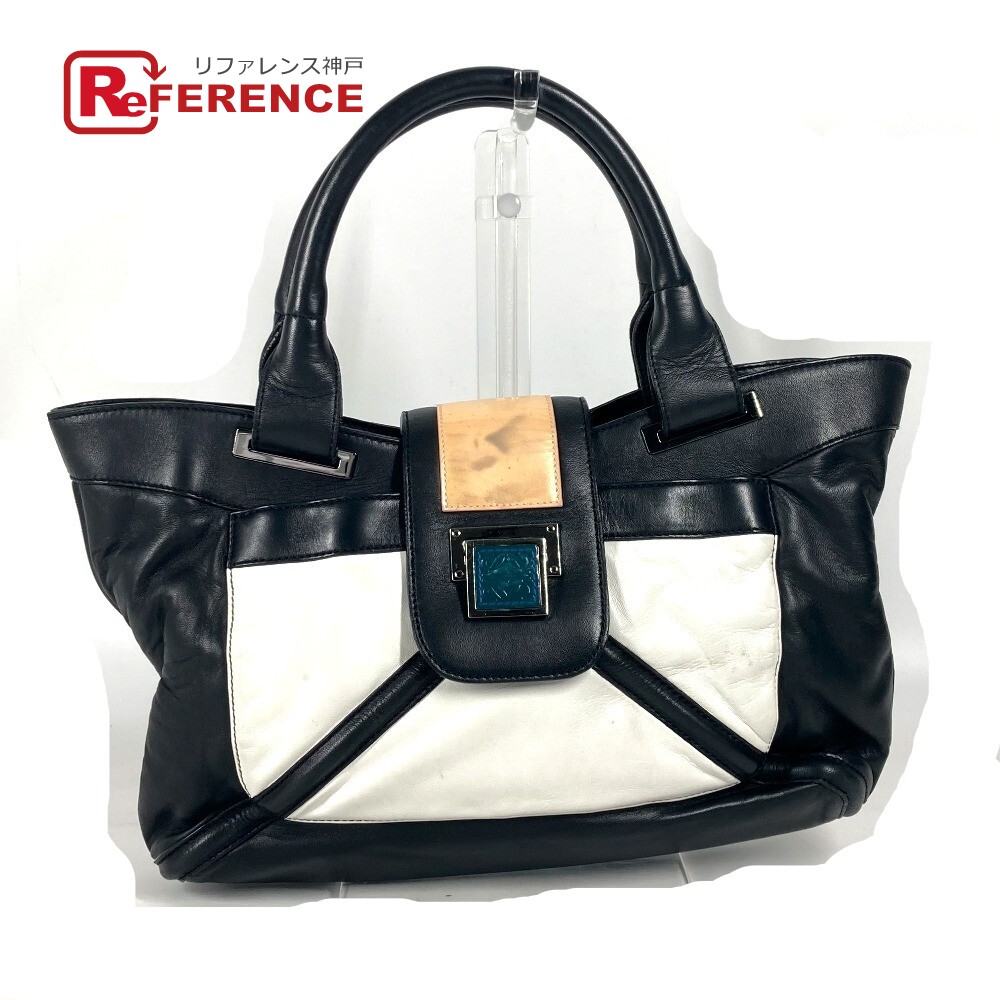 LOEWE ロエベ ロゴ アナグラム カバン ハンドバッグ 肩掛け ショルダーバッグ トートバッグ レザー レディース ブラック 【中古】