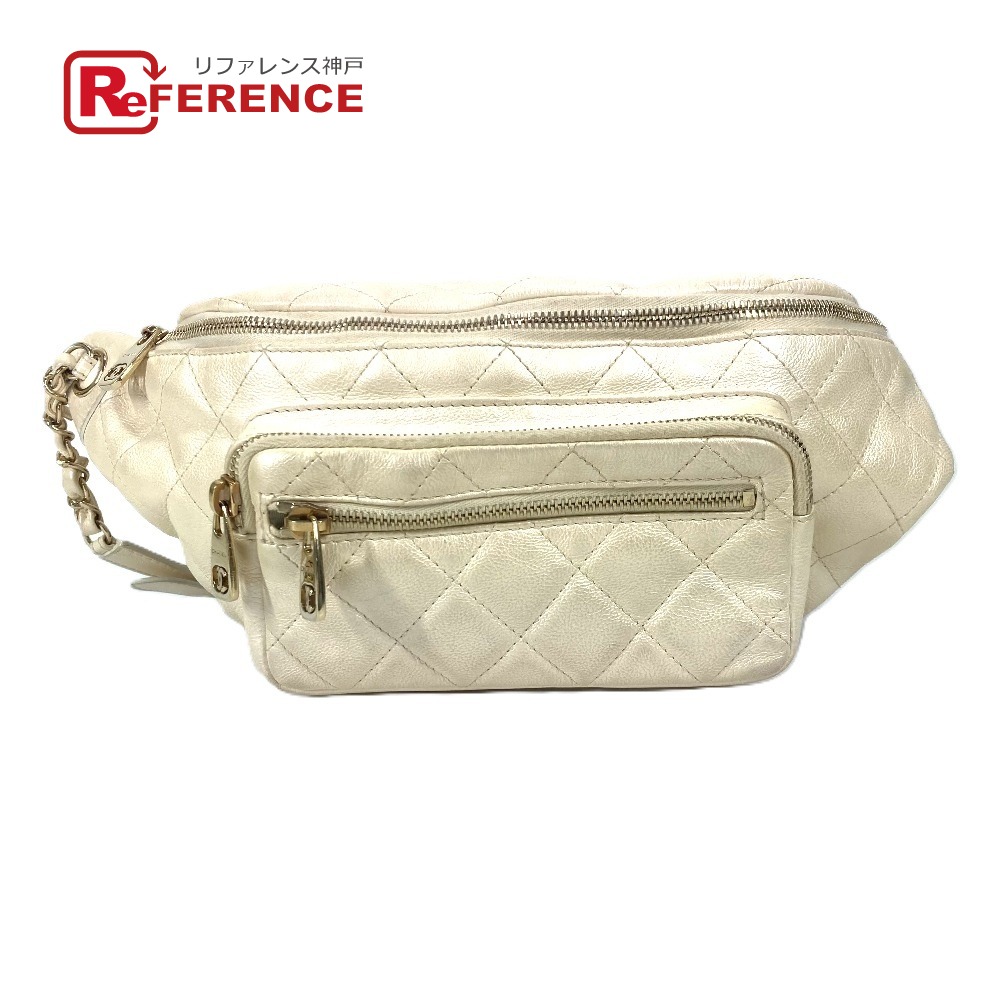 CHANEL シャネル  AS0556 袋 酉の方角御徒面子 2WAY御徒面子 ハンドバック CC ココマーク マトラッセ チェーン店 三尺帯御徒面子 はりつけ台 上半身御徒面子 なめし革  レディース 三鞭酒ゴールド 【中古】