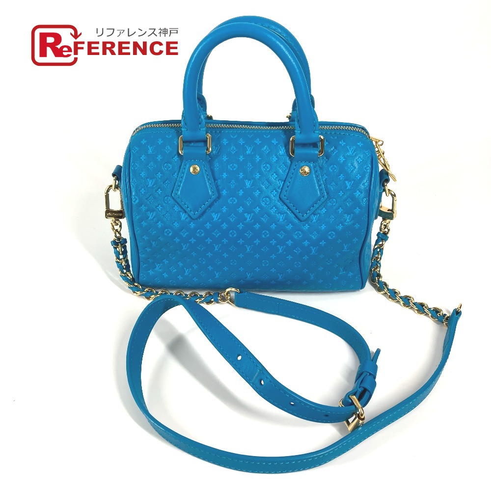 LOUIS VUITTON ルイヴィトン  M22596 モノグラム ナノグラム  スピーディ バンドリエール 20cｍ ショルダーバッグ 2WAYバッグ カバン 斜め掛け ハンドバッグ カーフレザー  レディース ブルー 【中古】