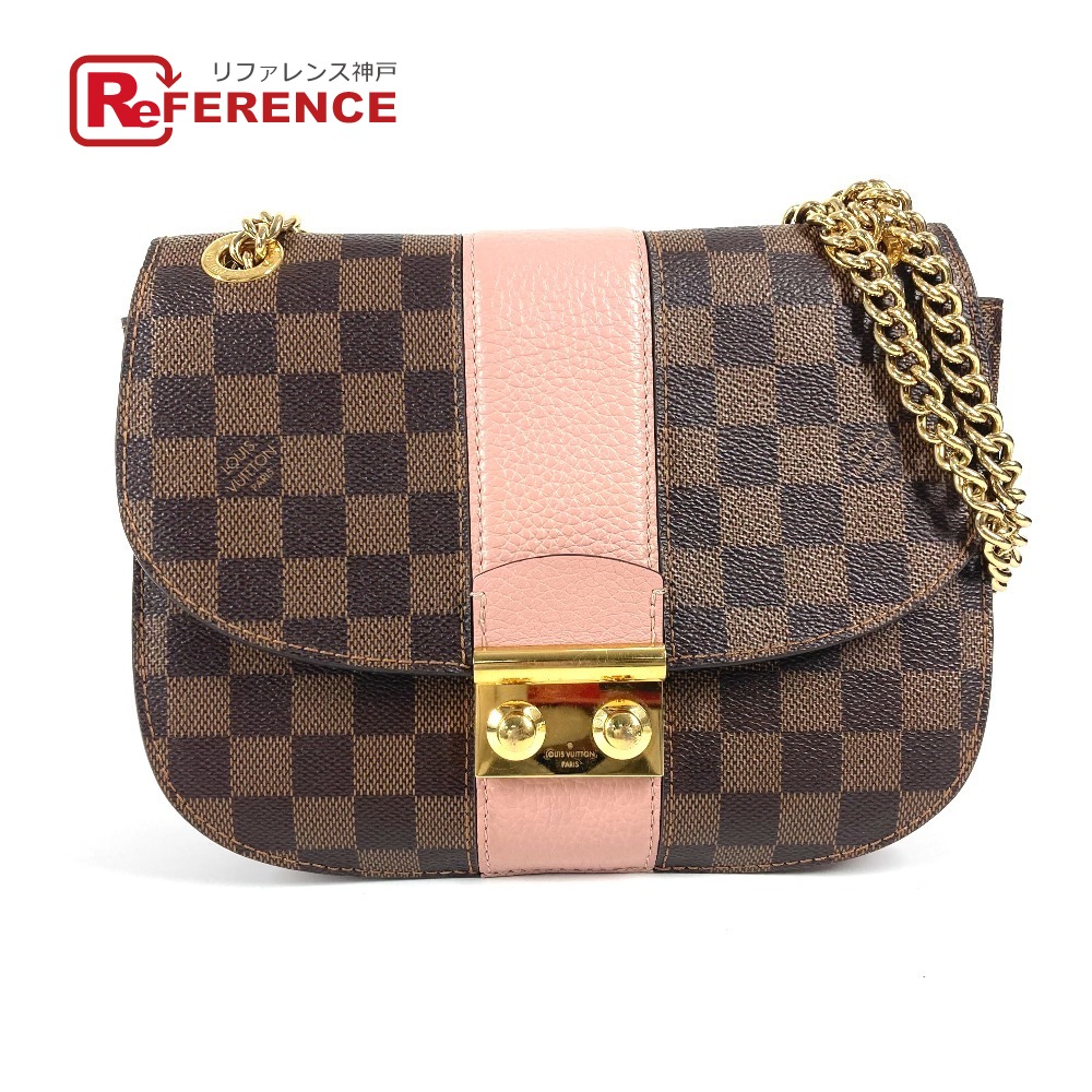 LOUIS VUITTON ルイヴィトン  N64418 ダミエ ワイト島 鞄 曲がった掛け 下げ翼 ポシェット Wチェーン店 ショルダーバッグ ダミエキャンバス  レディース サクラ色 【中古】
