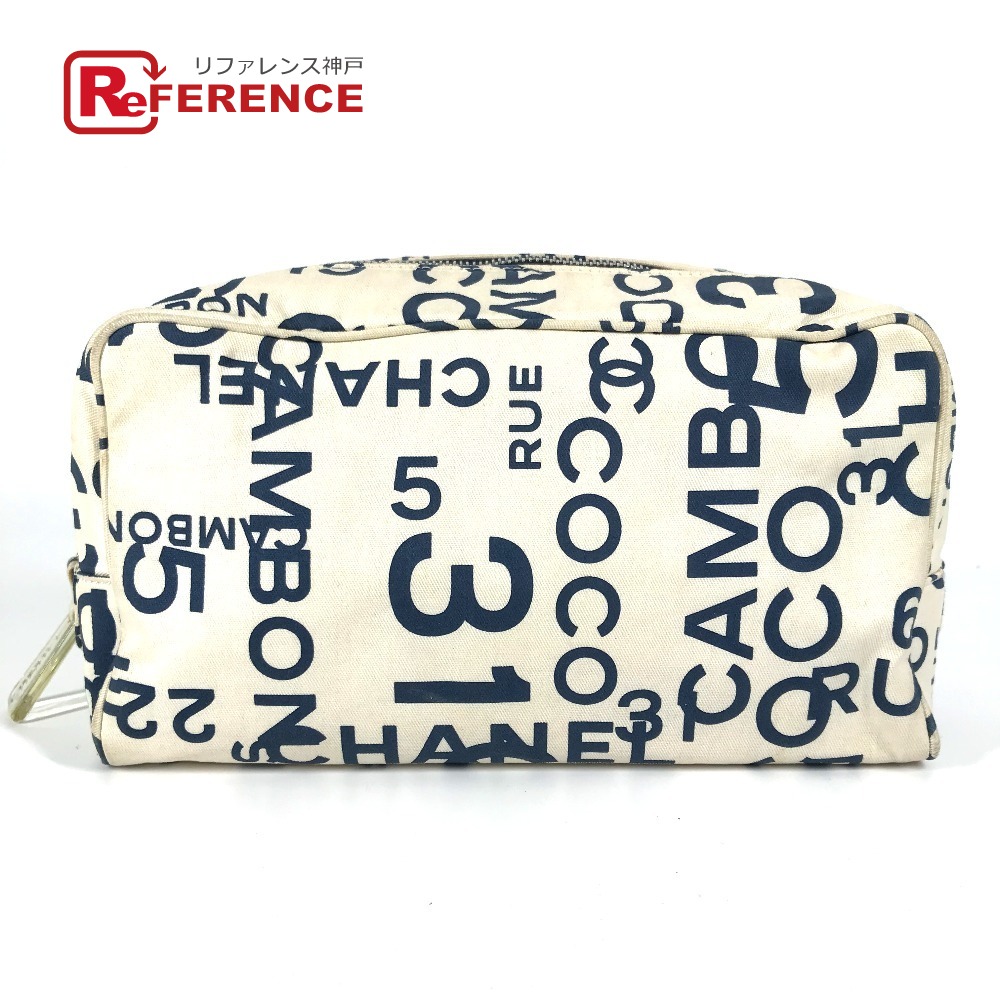 CHANEL シャネル  バイシーライン 合切袋 クラッチペダル御徒面子 嚢 合切袋 合切袋 帆布  レディース 白いこと 【中古】