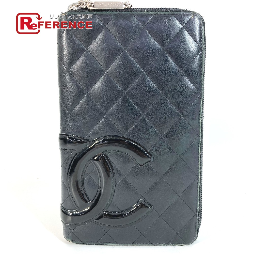 CHANEL シャネル  A26710 カンボンライン 周遊入れもの CC ココマーク ラウンドチャック 長札入れ なめし革  レディース 黒いこと 【中古】
