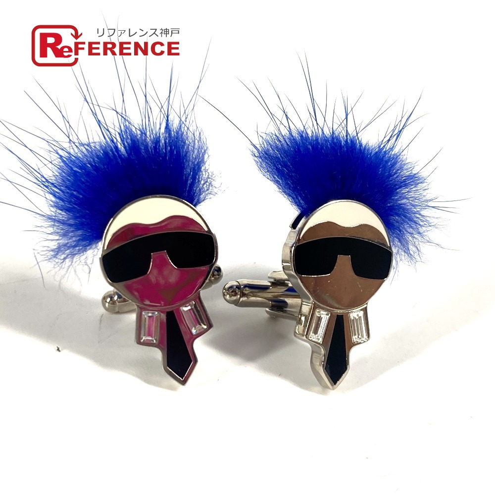 FENDI フェンディ  カールラガーフェルド 付属物  折り返し 金属元素  メンズ 青碧 【中古】