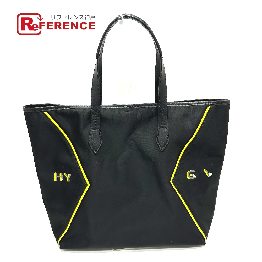 GIVENCHY ジバンシィ ロゴ ショルダーバッグ カバン 肩掛け トートバッグ レザー/ナイロン ユニセックス ブラック 【中古】