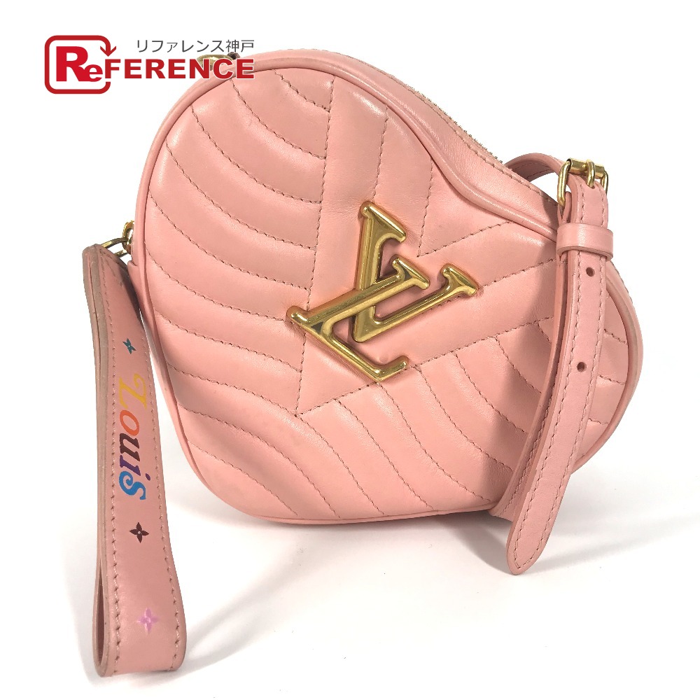 LOUIS VUITTON ルイヴィトン  M53769 前衛派 ハート型 LVロゴタイプ 2WAY御徒面子 曲がった掛け 鞄 クラッチペダル御徒面子 ポシェット ショルダーバッグ なめし革  レディース サクラ色 【中古】