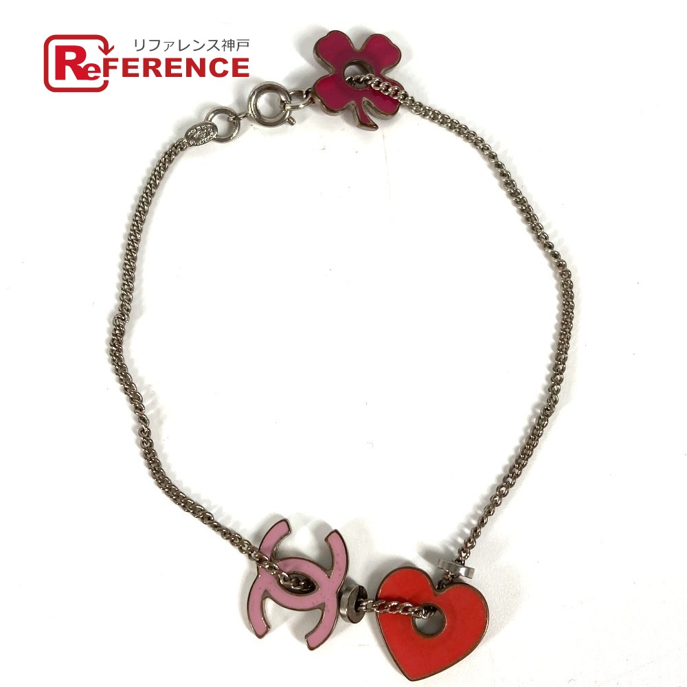 CHANEL シャネル 04P CC ココマーク ハート ロゴ クローバー アクセサリー チェーン ブレスレット メタル レディース ピンク 【中古】 26,400円