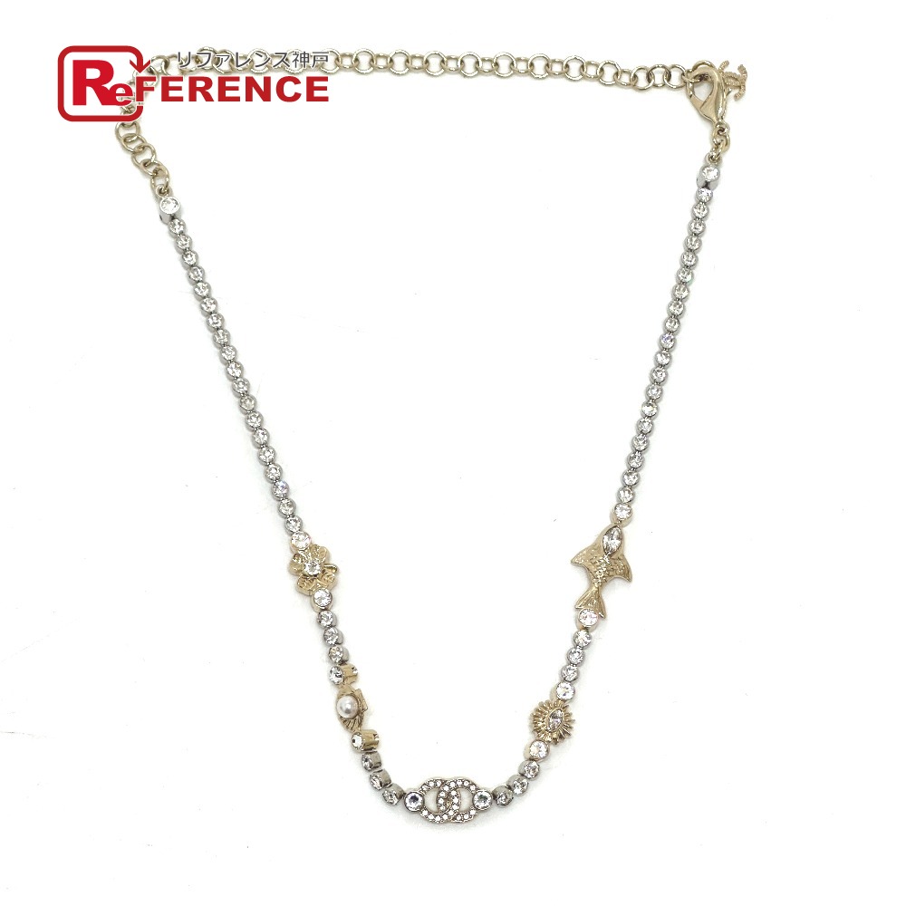 CHANEL シャネル ABE913 25C コスチューム パール & ストラス マリンテイスト ラインストーン ネックレス メタル レディース ゴールド 未使用 【中古】