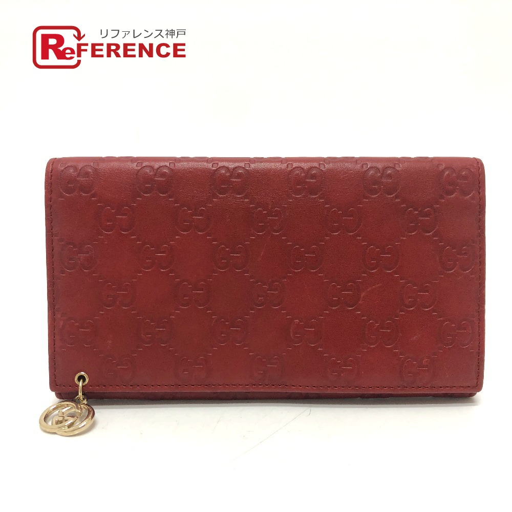 GUCCI グッチ  212109 GG シマ伝達ルート 札入れ ウォレット 下げ翼 長札入れ シマなめし革  レディース 赤いこと 【中古】 レディース財布-バッグ・小物・ブランド雑貨-財布・ケース