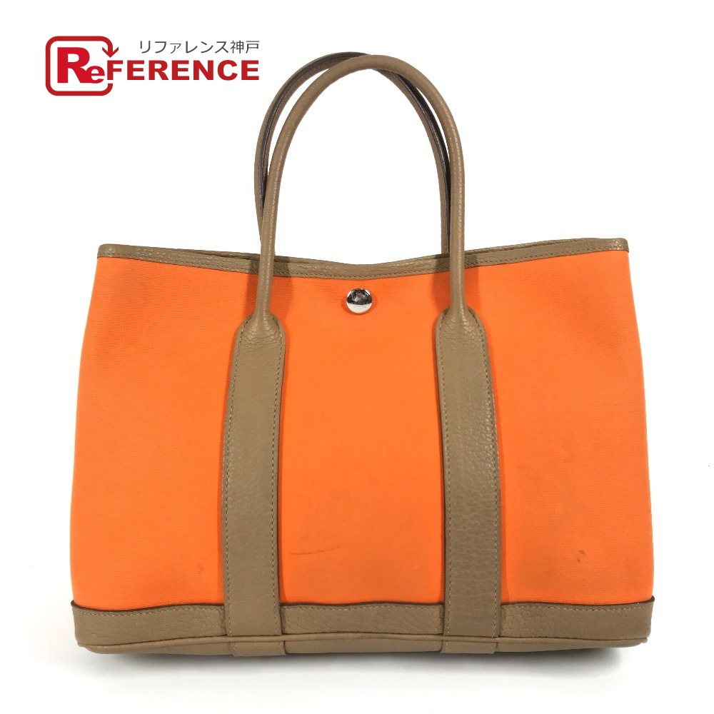 HERMES エルメス  庭園寄りあい TPM 庭園寄りあいTPM トートバッグ 嚢 ハンドバック トワルオフィシエ /ネゴンダ レディース オレンジ色/チャイ オレンジ色 【中古】