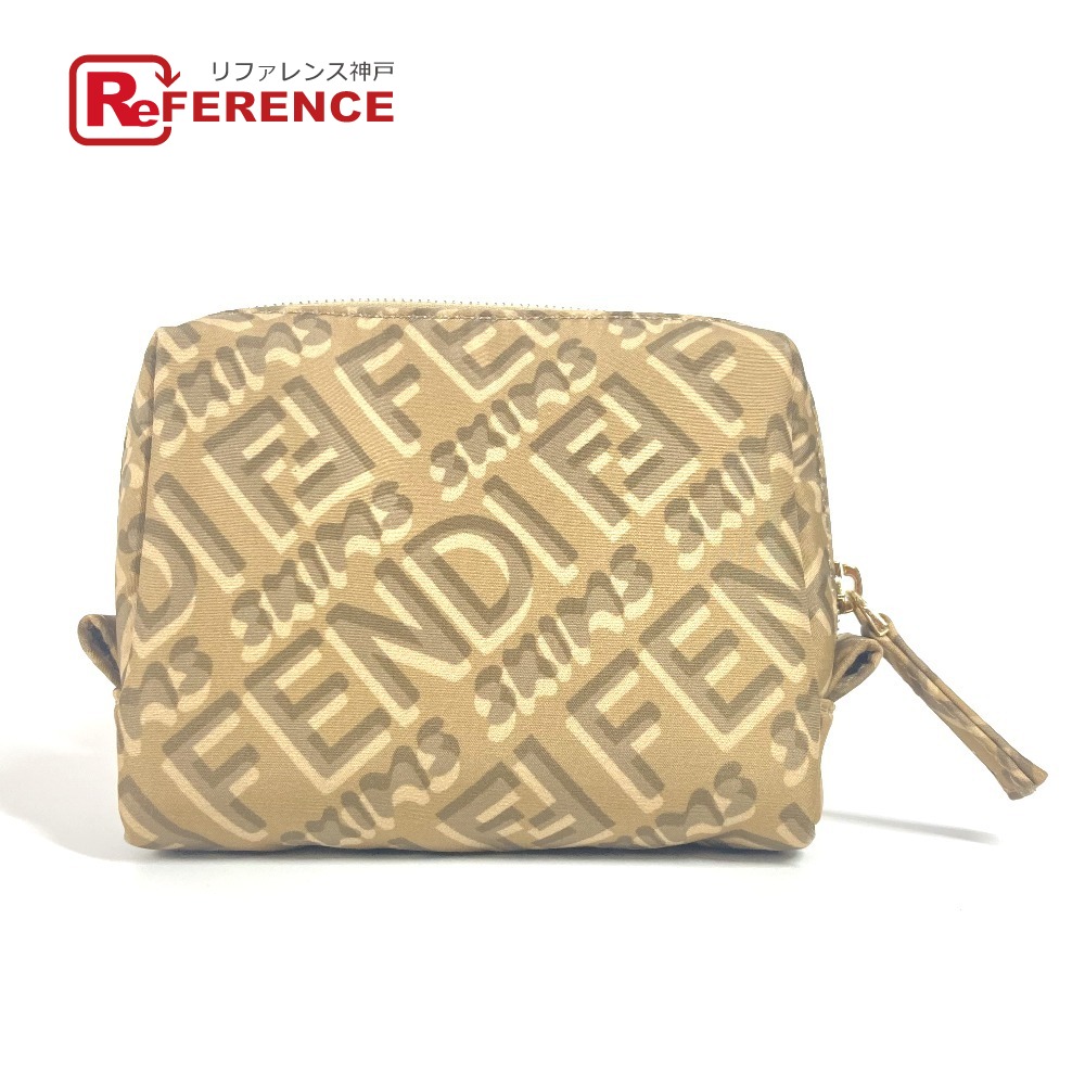 【美品】フェンディ アクセサリーポーチ レザー×キャンバス FF柄 ピンク系 フェンディ FENDI 8M0426A91B 三つ折り財布 レディース 財布