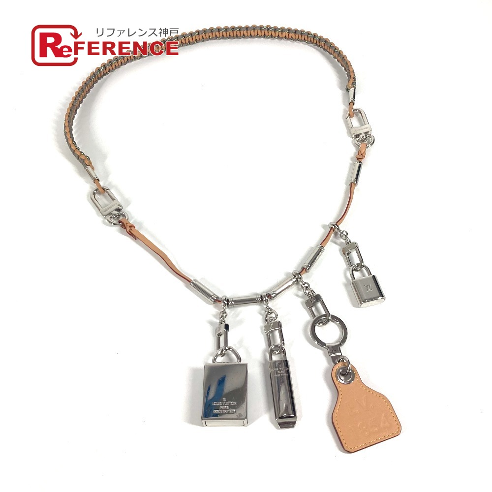 LOUIS VUITTON ルイヴィトン MP2140 モノグラムチタン ロゴ ビッグ パドロック 鍵 ホイッスル ショルダーストラップ ネックレス メタル /レザー メンズ シルバー 【中古】