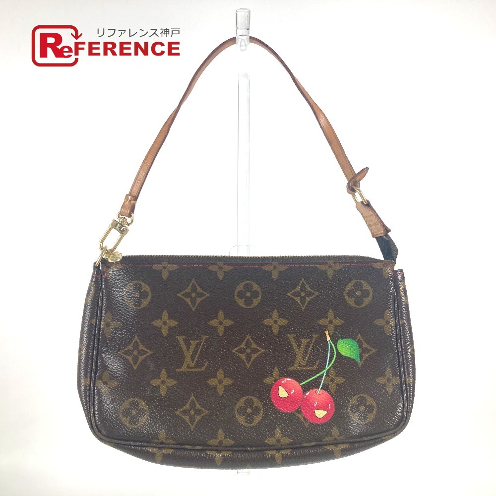 LOUIS VUITTON ルイヴィトン  M95008 モノグラム桜んぼう 村上隆 ポシェットアクセソワール 袋 お手て 合切袋 御徒面子 付属物合切袋 モノグラムチェリーキャンバス  レディース 赤銅色 【中古】