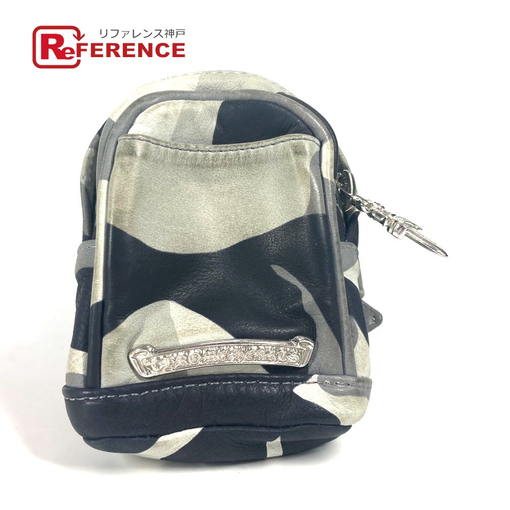 CHROME HEARTS クロムハーツ  WRISTHER BACK PACK うしろ側容器に並べる 合鴨フラ柄 合切袋 腕輪 付属物 コインケース 金入れ 合切袋 なめし革  ユニ一発やる 薄墨色 【中古】