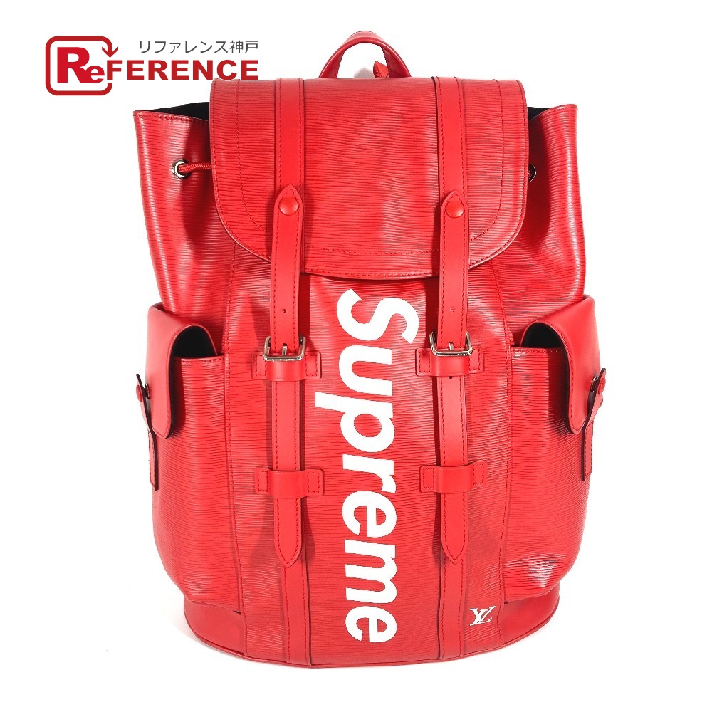 LOUIS VUITTON ルイヴィトン  M53414 シュプリーム SUPREME 共同研究 エピ クリストファーPM 17AW うしろ側容器に並べる 袋 背嚢 エピレザー  メンズ 赤いこと 【中古】