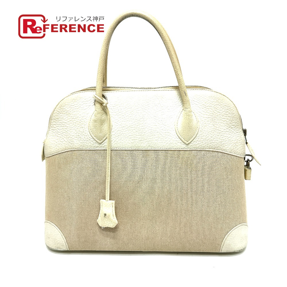 HERMES エルメス ボリード35 カバン ハンドバッグ トワルアッシュ /レザー レディース ホワイト 【中古】