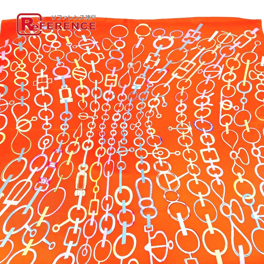 HERMES エルメス カレ90 カレ 90 DO RE BOUCLES ドレブックル スカーフ シルク レディース オレンジ 未使用 【中古】