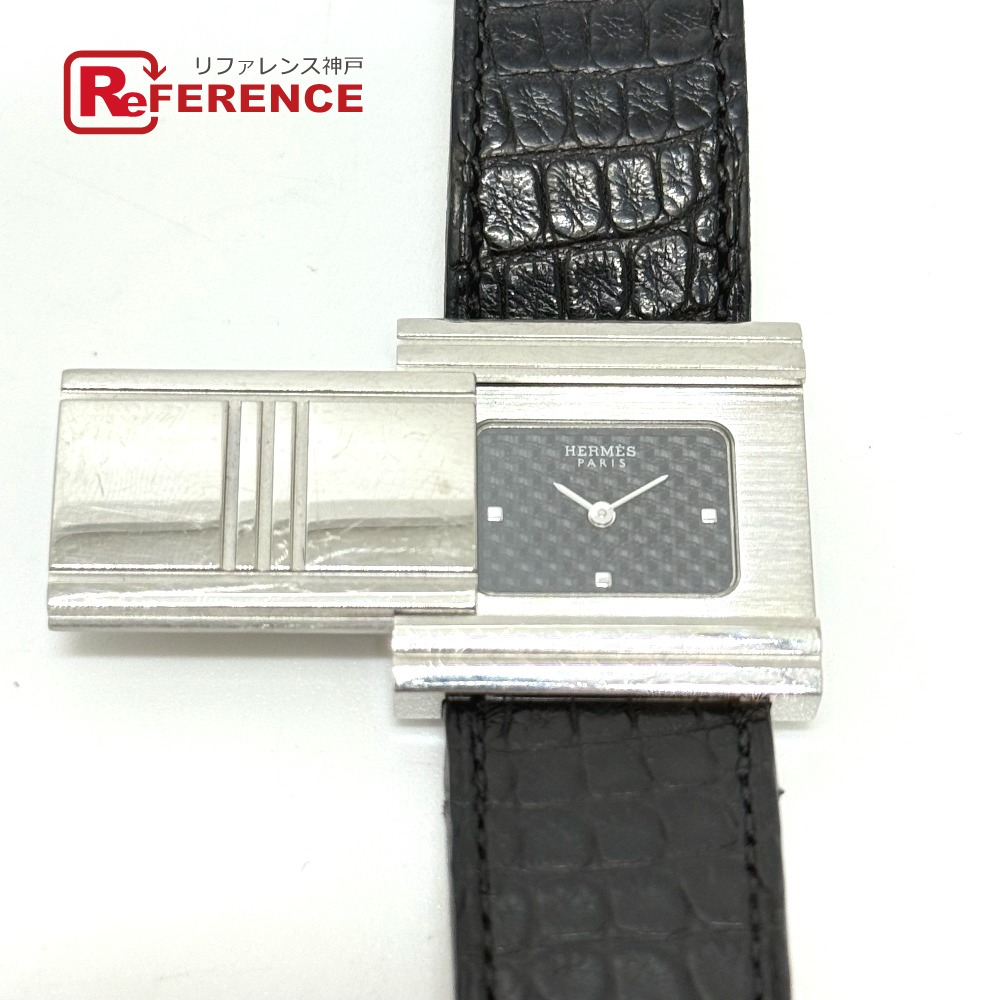 楽天市場】HERMES エルメス グリザード シルバー文字盤 SS 革