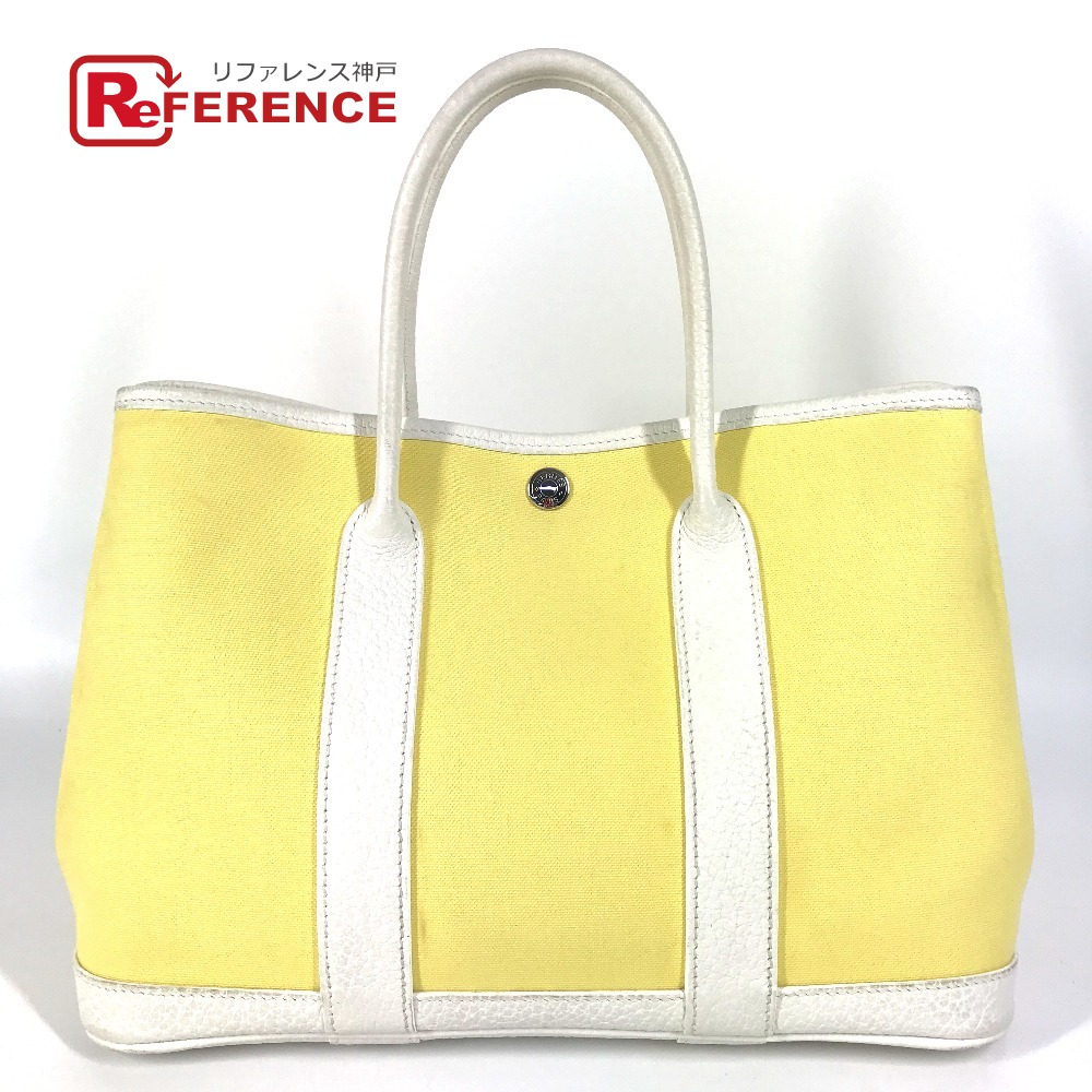 HERMES エルメス ガーデンパーティTPM ガーデンパーティ TPM カバン トートバッグ ハンドバッグ トワルアッシュ /レザー レディース イエロー 【中古】